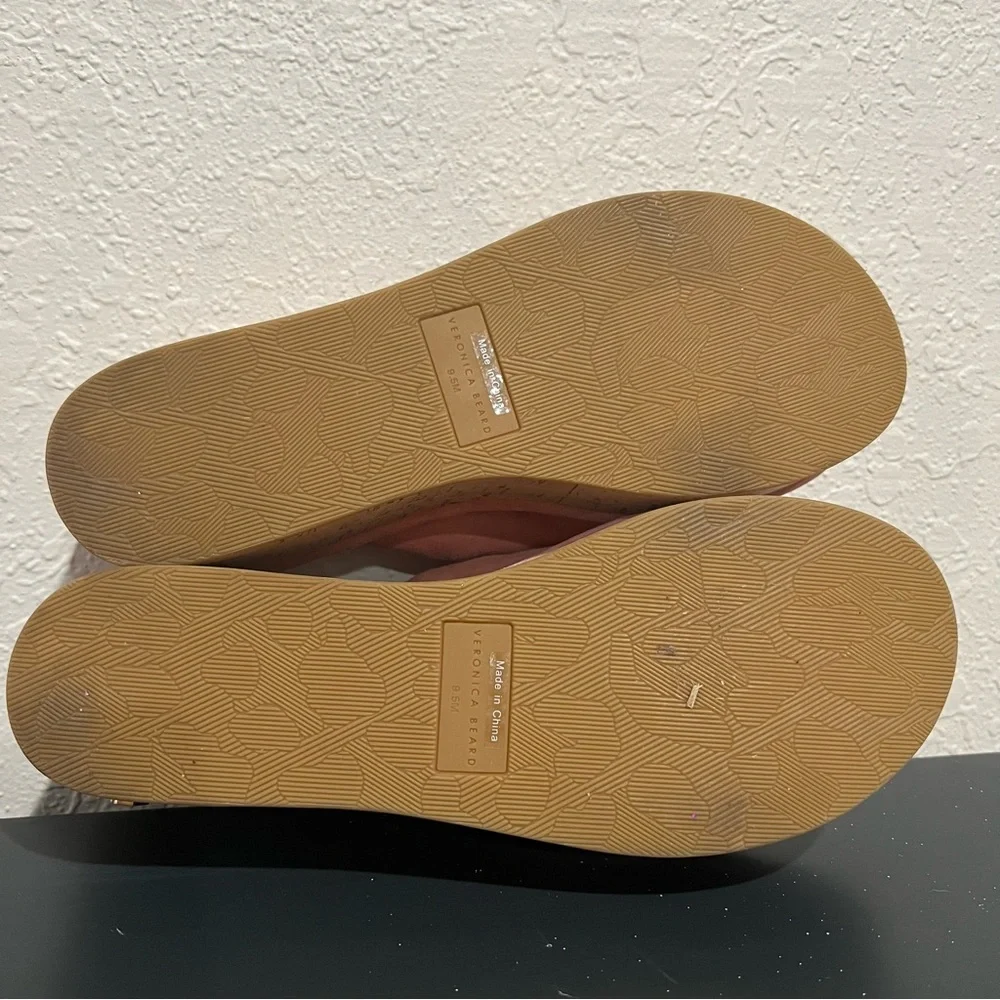 Veronica Beard Pink Geno Suede Wedge Thong Sandals Size 9.5